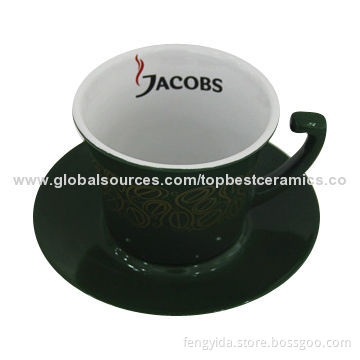 Promotional ceramics cup and saucer, customized logos are accepted